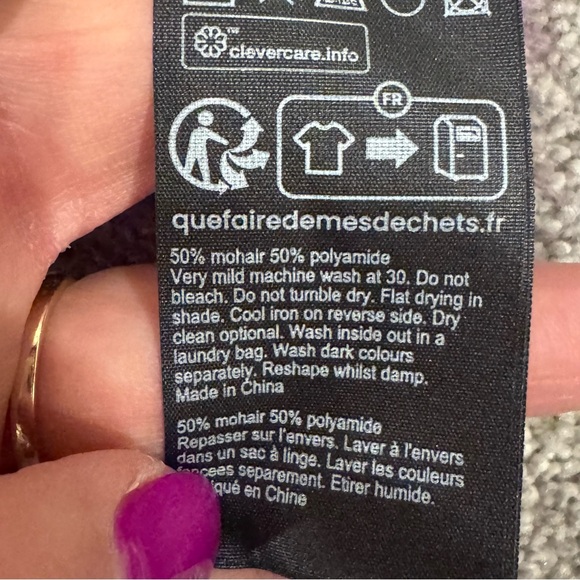 ALLSAINTS lou brushed mohair crewneck purple & brown size Medium like new - Picture 8 of 8